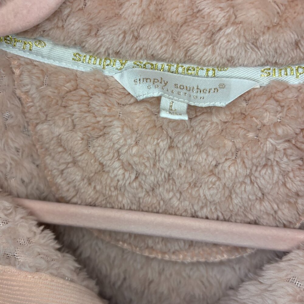 Simply Southern Women Large Pink Sherpa Pullover Fleece Snap Neck Cozy‎ Soft - Picture 3 of 8